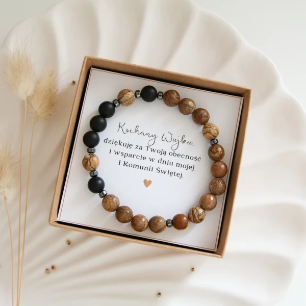 Bransoletka - Podziękowanie dla Chrzestnego - Onyks & Jaspis