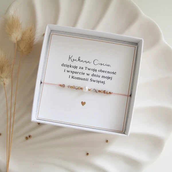 Bransoletka - Podziękowanie Dla Chrzestnej - Perła i Agat