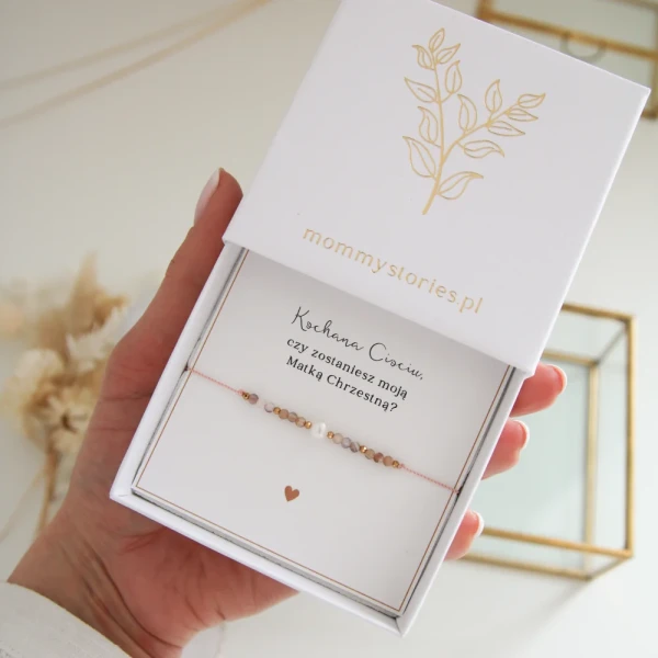 Bransoletka Dla Chrzestnej - Perła i Agat